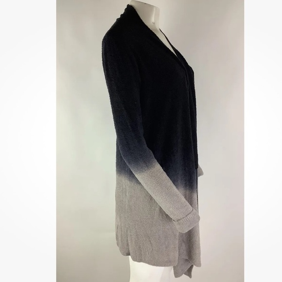 Barefoot Dreams Sz L/XL Cozychic Lite Calypso Wrap Cardigan Ombre Black Rayon - Picture 3 of 6
